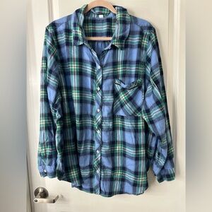 AERIE Blue and Green Plaid sleep Shirt